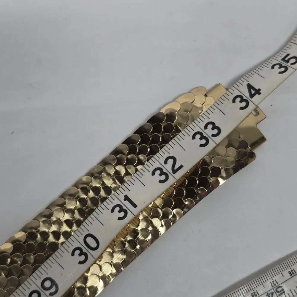 Vintage 80s Gold Tone Metal Scale Stretch Belt Womens Sz XS/S Retro Disco Boho